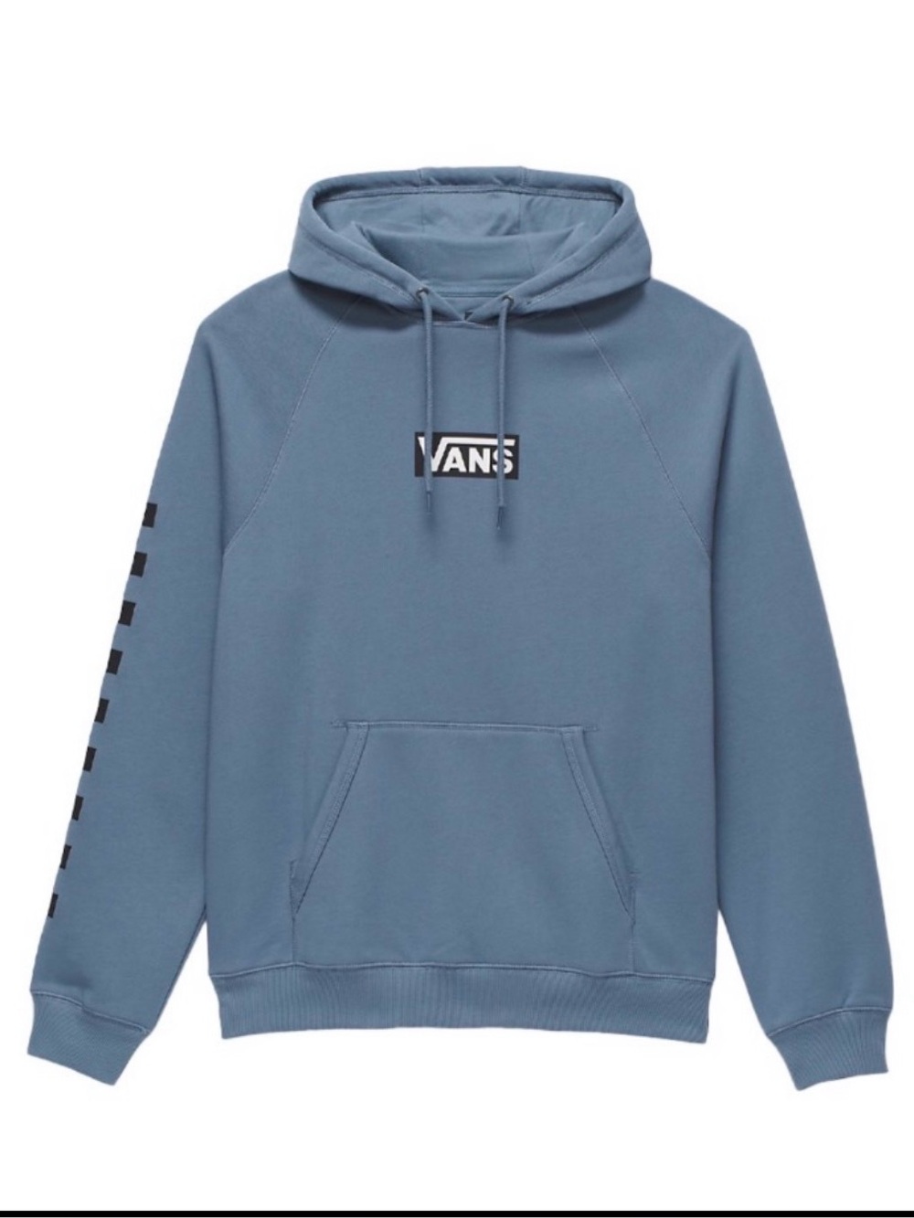 NWOT Vans Slate Blue Hooded Pullover with Checker Sleeve Detail
